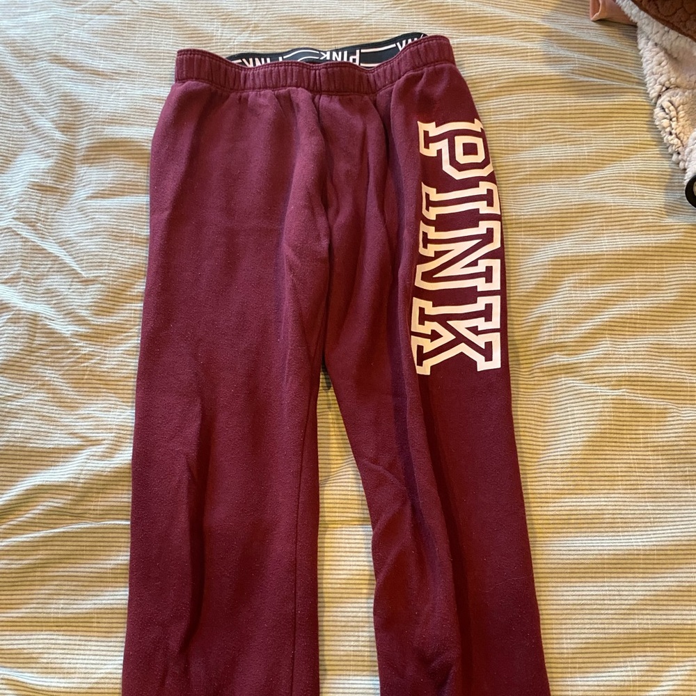 PINK ankle-length maroon cozy sweatpants!